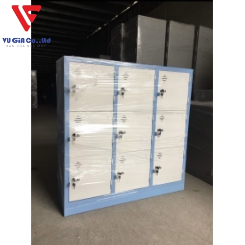 School locker cabinet with 9 compartments
