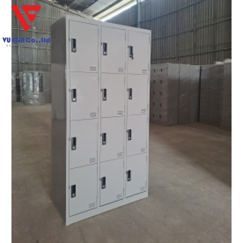 Iron locker cabinet with 12 compartments and 3 compartments
