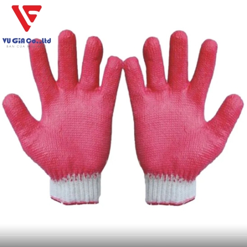 RED ONE-SIDED RUBBER COATED GLOVES