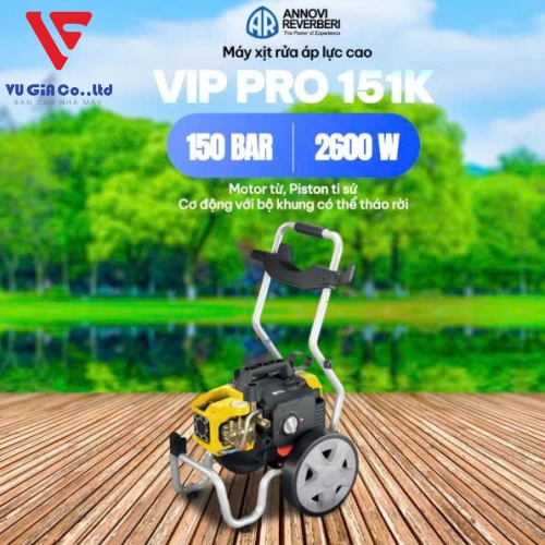 ANNOVI REVERBERI ITALY VIP PRO 151K PROFESSIONAL PRESSURE WASHER – INDUCTION MOTOR – HIGH PRESSURE 150 BAR, 2600W